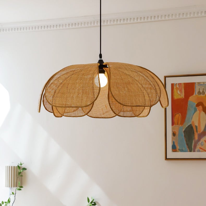 Vintage Petal Rattan Ceiling Pendant Light - Lumpaz