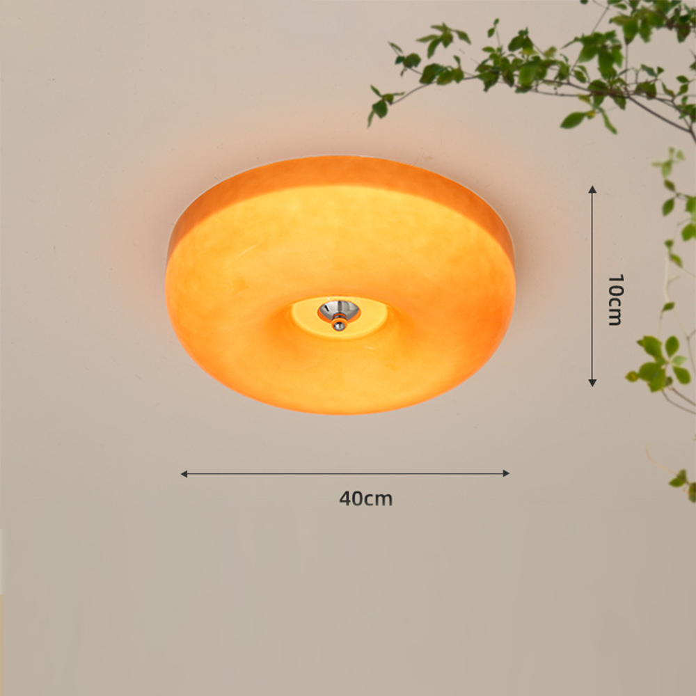 Cream Round Ceiling Lamp Simple Glass Ceiling Light For Bedroom - Lumpaz