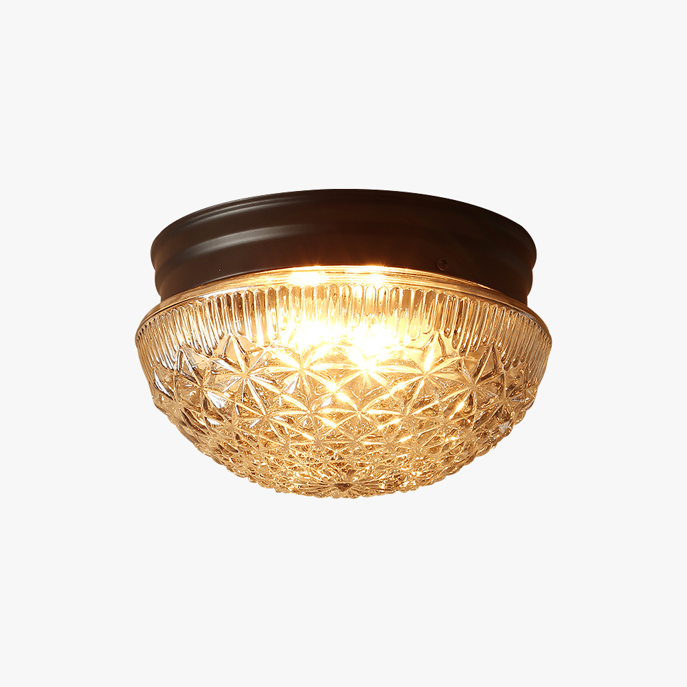 Clear Ribbed Glass Ceiling Light Fixture for Bedroom - Lumpaz