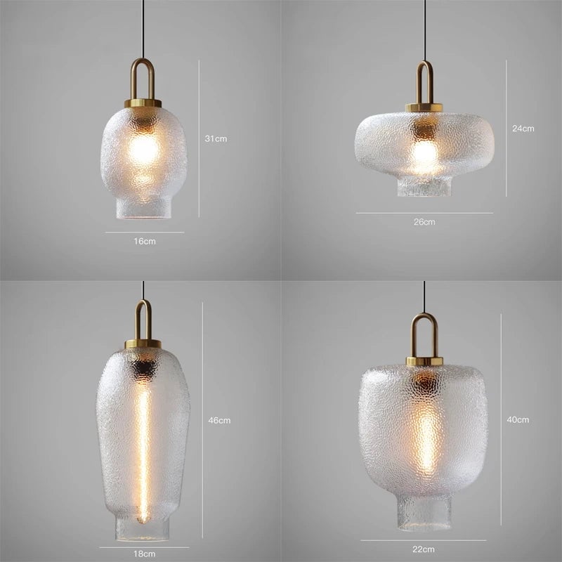 Clear Frosted Glass Pendant Light for Kitchen - Lumpaz