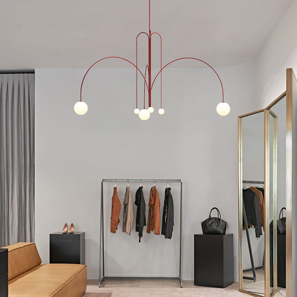 Red Art Deco Long Line Type Metal Pendant Light - Lumpaz