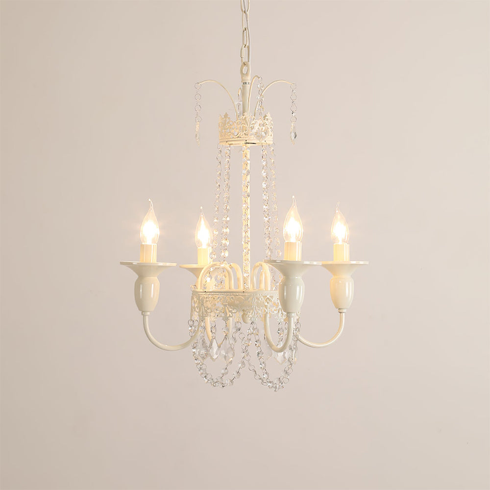 Vintage White Metal & Glass Luxury Chandelier Light - Lumpaz