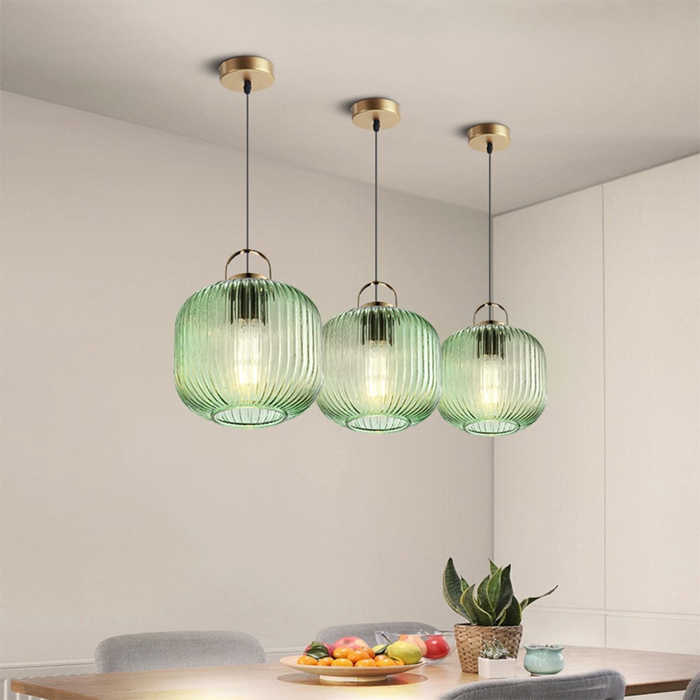 Retro Green Lantern Glass Pendant Lamp - Lumpaz