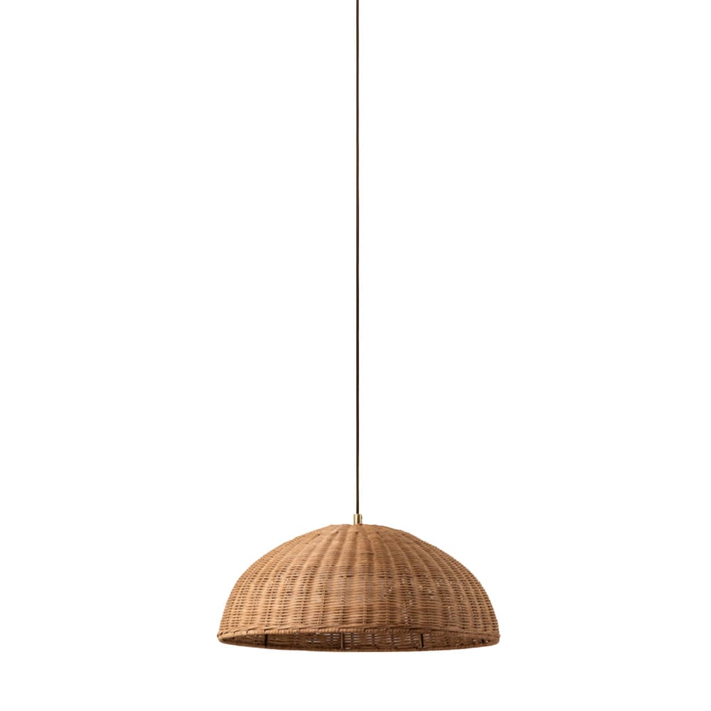 Retro Rattan Dome Pendant Light For Dining Room - Lumpaz