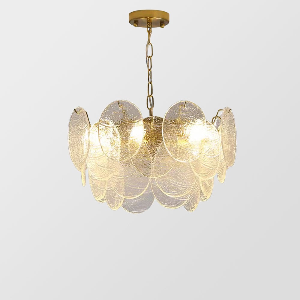 Glass Disc Pendant Light Large Ice Glass Chandelier - Lumpaz