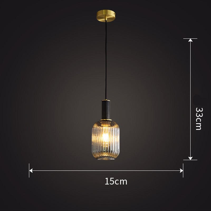 Modern Oval Ribbed Glass Pendant Light - Lumpaz