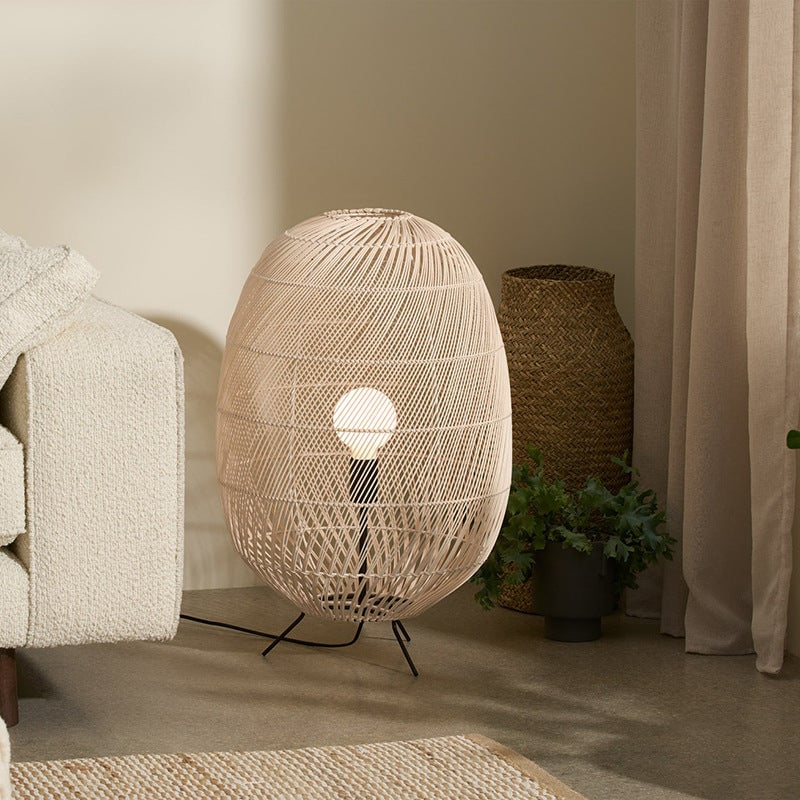 Natural Rattan Midi Floor Lamp for Living Room - Lumpaz