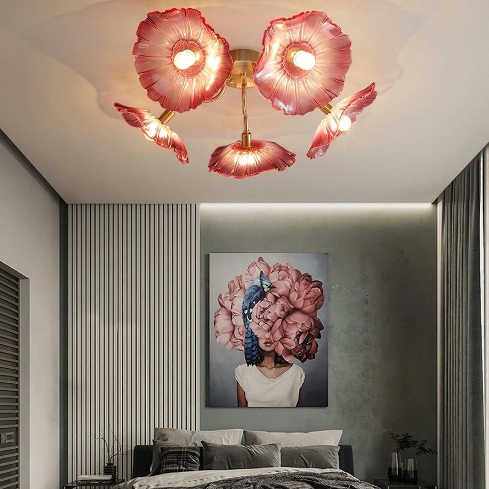 Vintage Lotus Leaf Glass Ceiling Light - Lumpaz