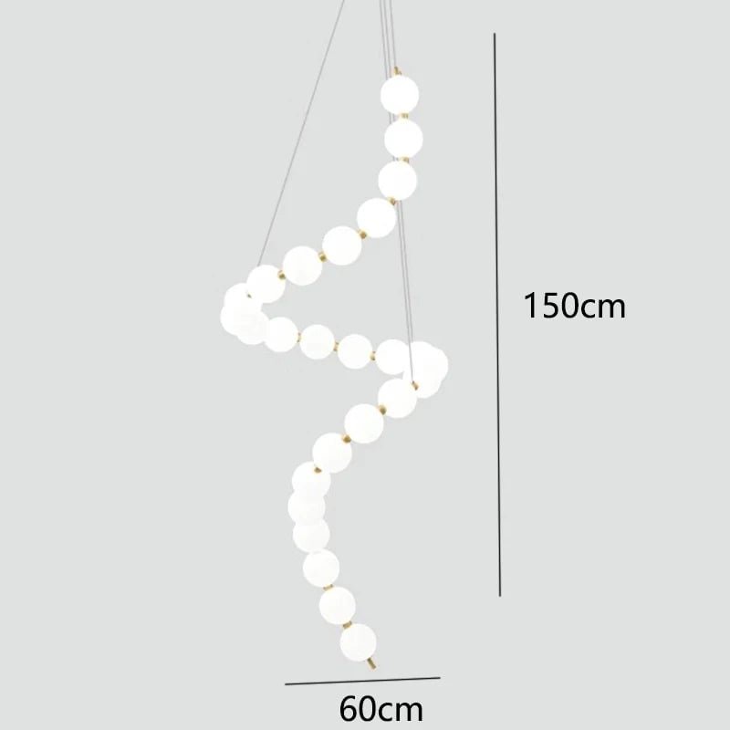 White LED Pearl Necklace Chandelier For Stair - Lumpaz