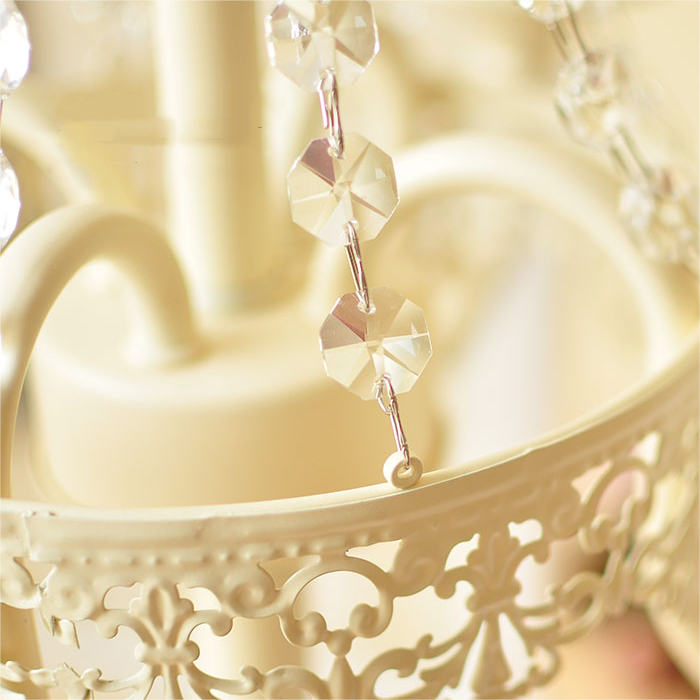 Vintage White Metal & Glass Luxury Chandelier Light - Lumpaz