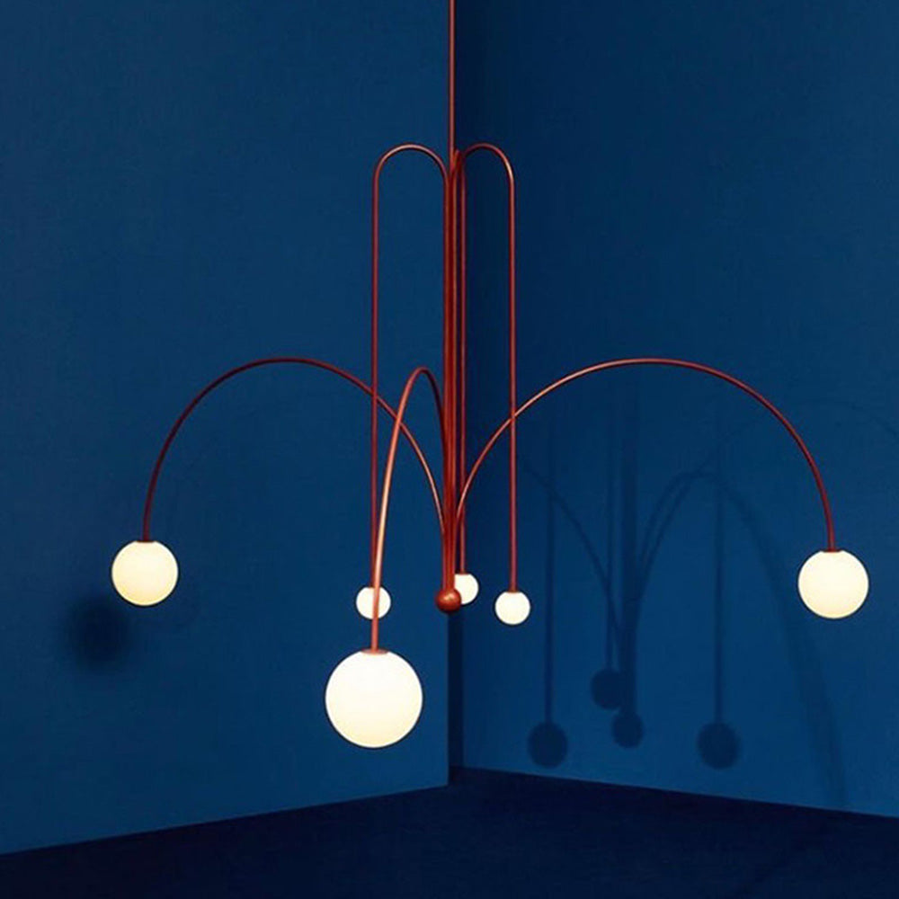 Red Art Deco Long Line Type Metal Pendant Light - Lumpaz