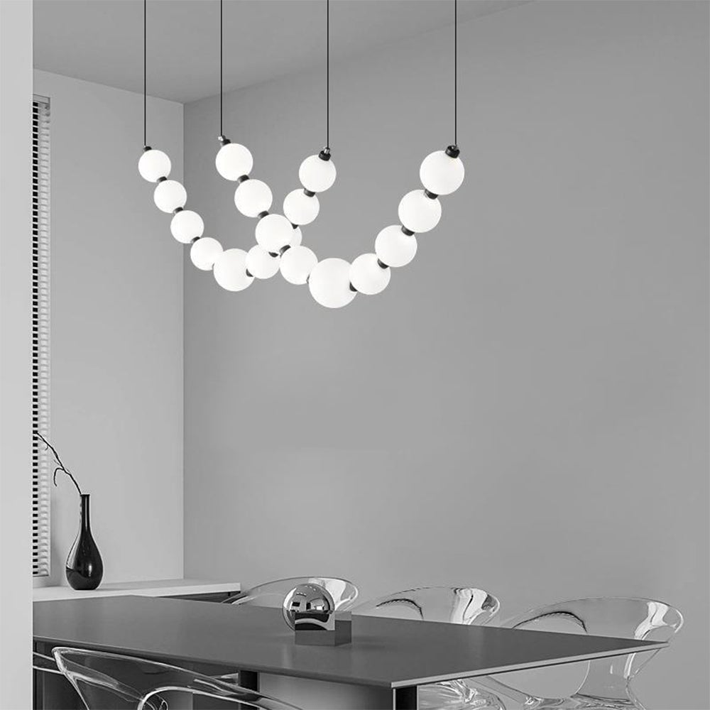 White Ball Bubble Brushed Copper Large Chandelier - Lumpaz