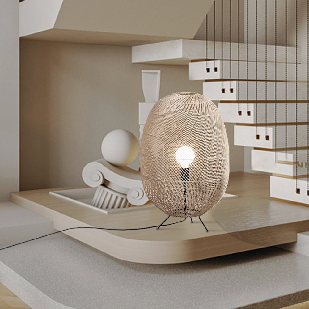 Natural Rattan Midi Floor Lamp for Living Room - Lumpaz