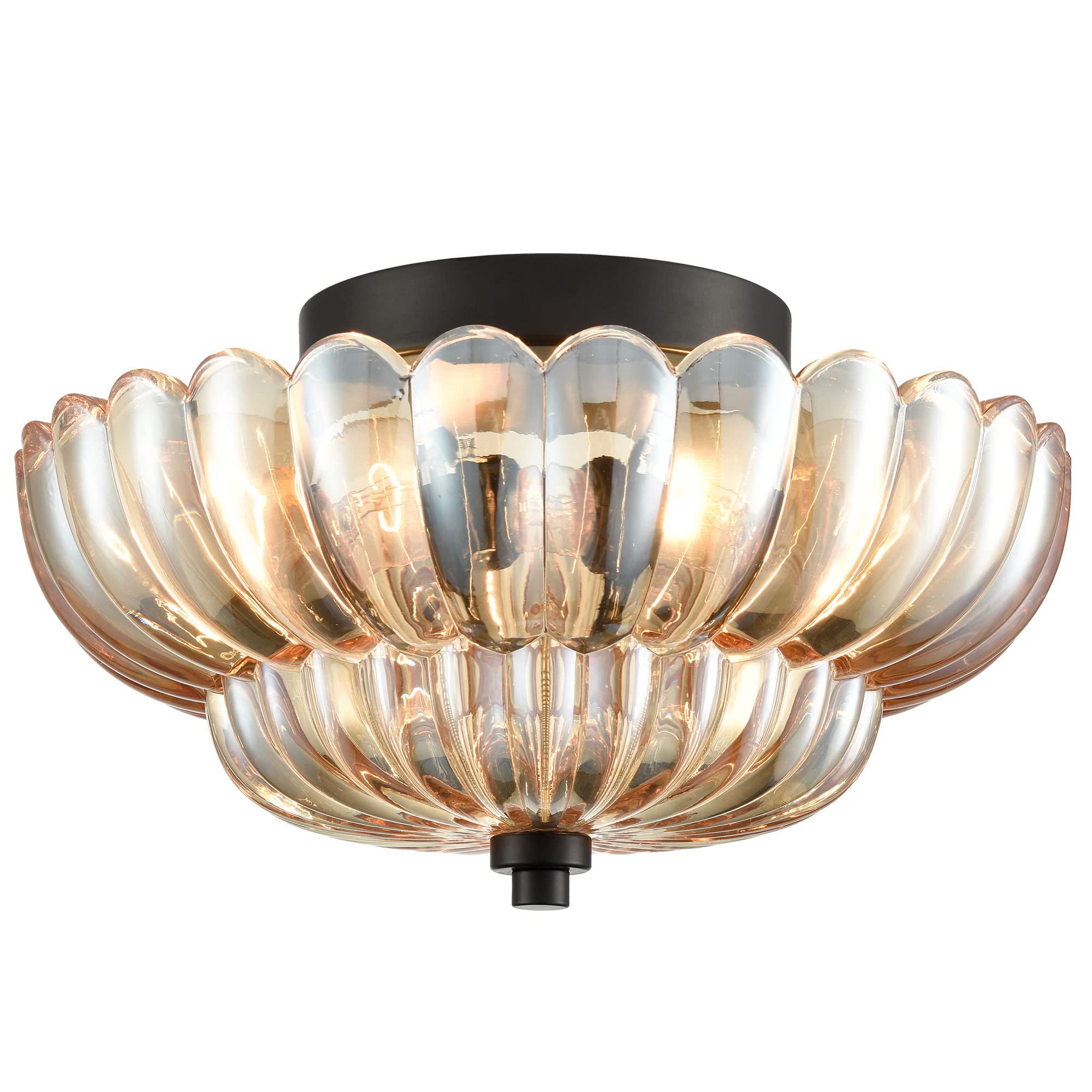 Vintage Amber Glass Semi-Flush Ceiling Light Shades Of Light - Lumpaz