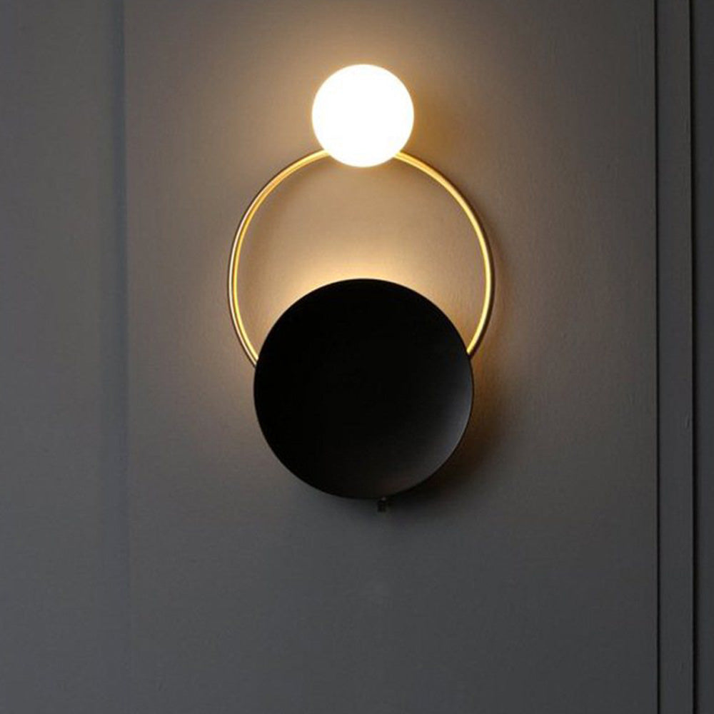 Nordic Simple  Black Gold Wrought Iron Circle Aisle Corridor Wall Light - Lumpaz