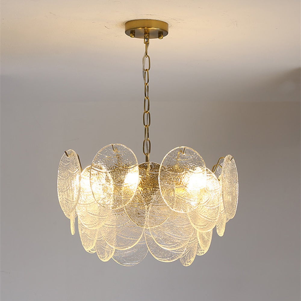 Glass Disc Pendant Light Large Ice Glass Chandelier - Lumpaz