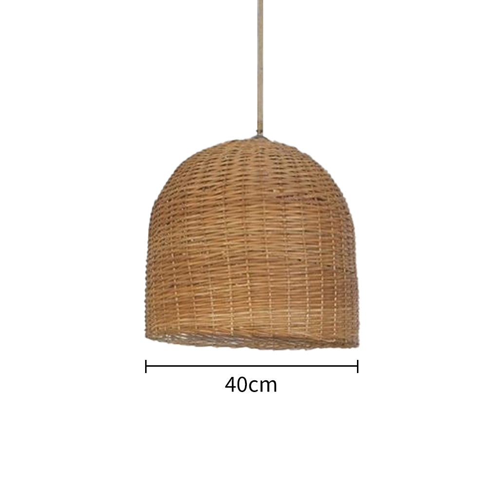 Round Short Bamboo Basket Kitchen Island Pendant Light - Lumpaz