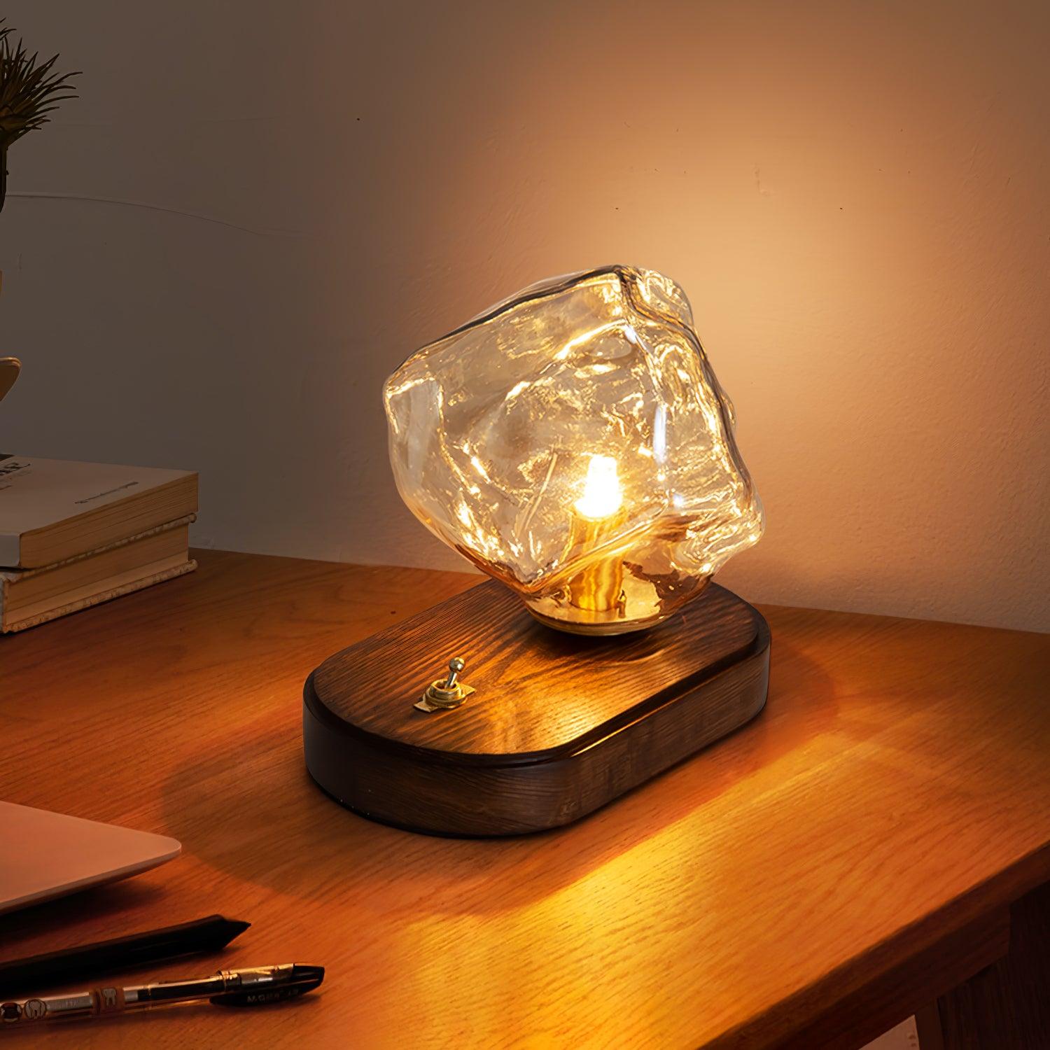Modern Ice Stone Glass Bedroom Table Lamp - Lumpaz