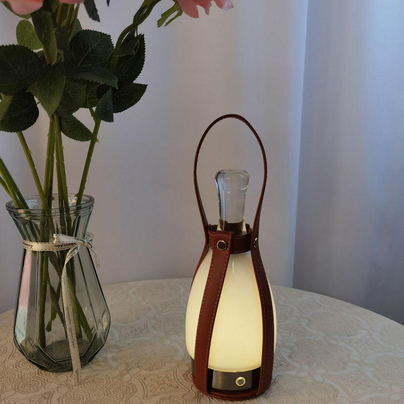 Bell Portable Leather Glass Table Lamp - Lumpaz