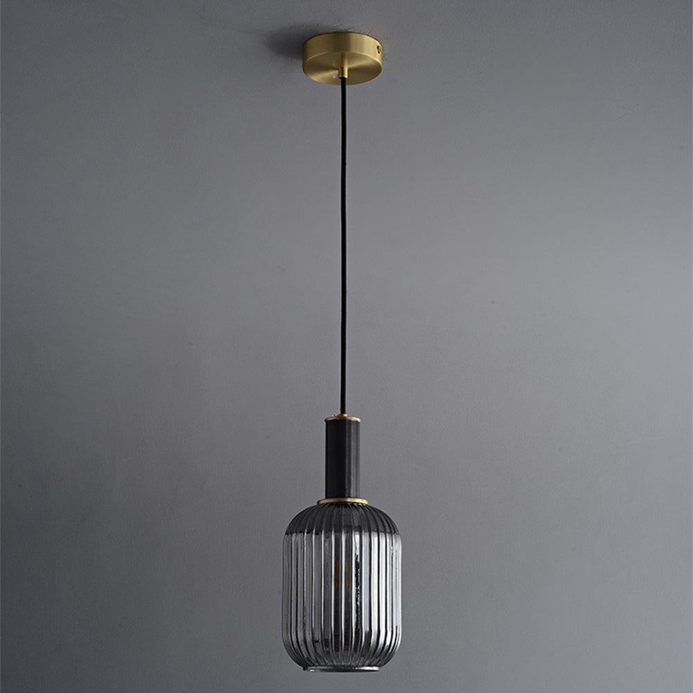 Modern Oval Ribbed Glass Pendant Light - Lumpaz