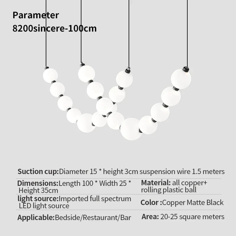 White Ball Bubble Brushed Copper Large Chandelier - Lumpaz