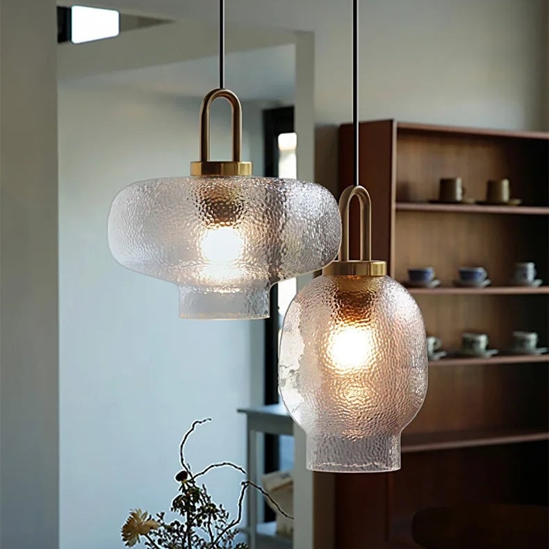 Clear Frosted Glass Pendant Light for Kitchen - Lumpaz