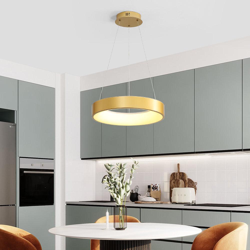 White LED Ribbed Hoop Pendant Ceiling Lights - Lumpaz