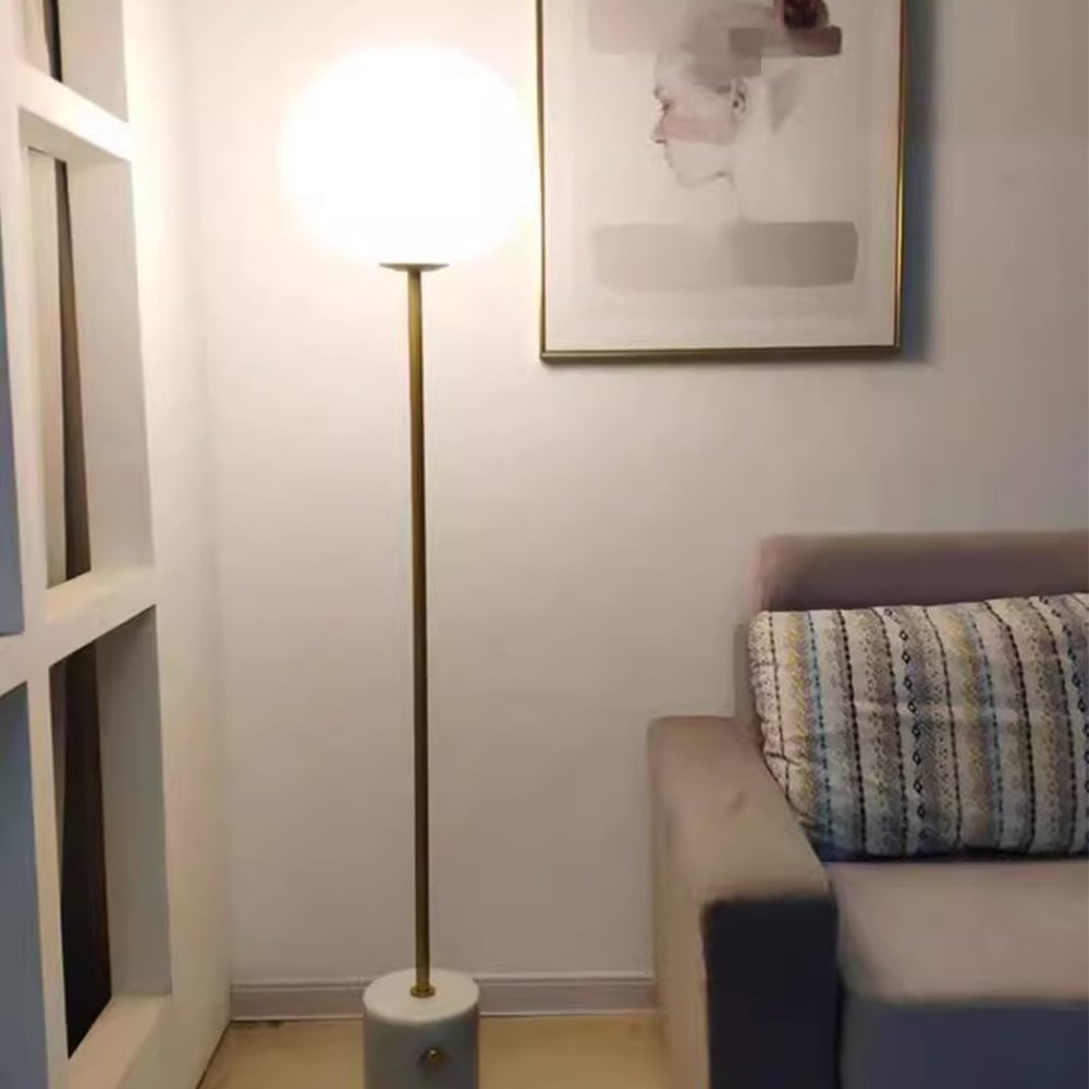 Wabi-sabi Marble Globe Glass Floor Lamp - Lumpaz