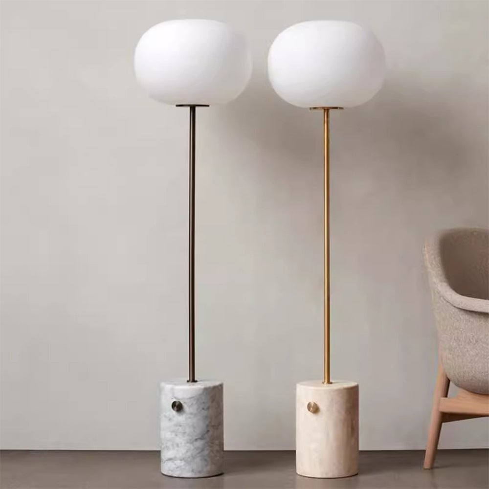 Wabi-sabi Marble Globe Glass Floor Lamp - Lumpaz