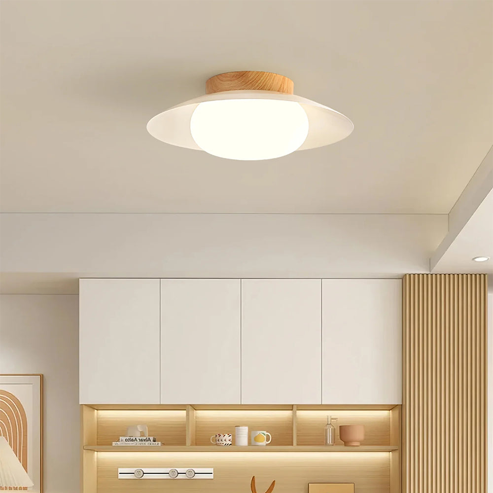 Cream Round White Ceiling Light - Lumpaz