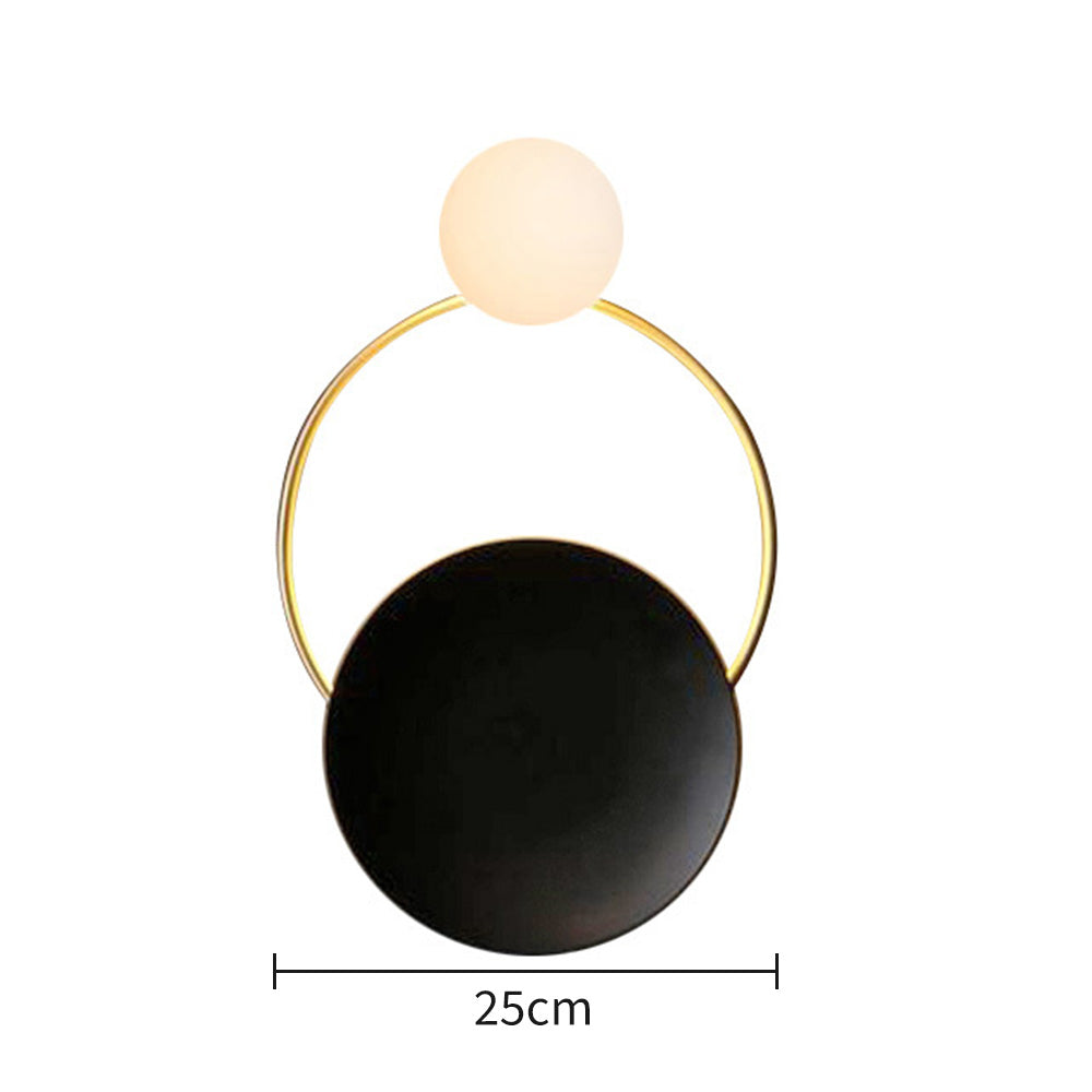 Nordic Simple  Black Gold Wrought Iron Circle Aisle Corridor Wall Light - Lumpaz