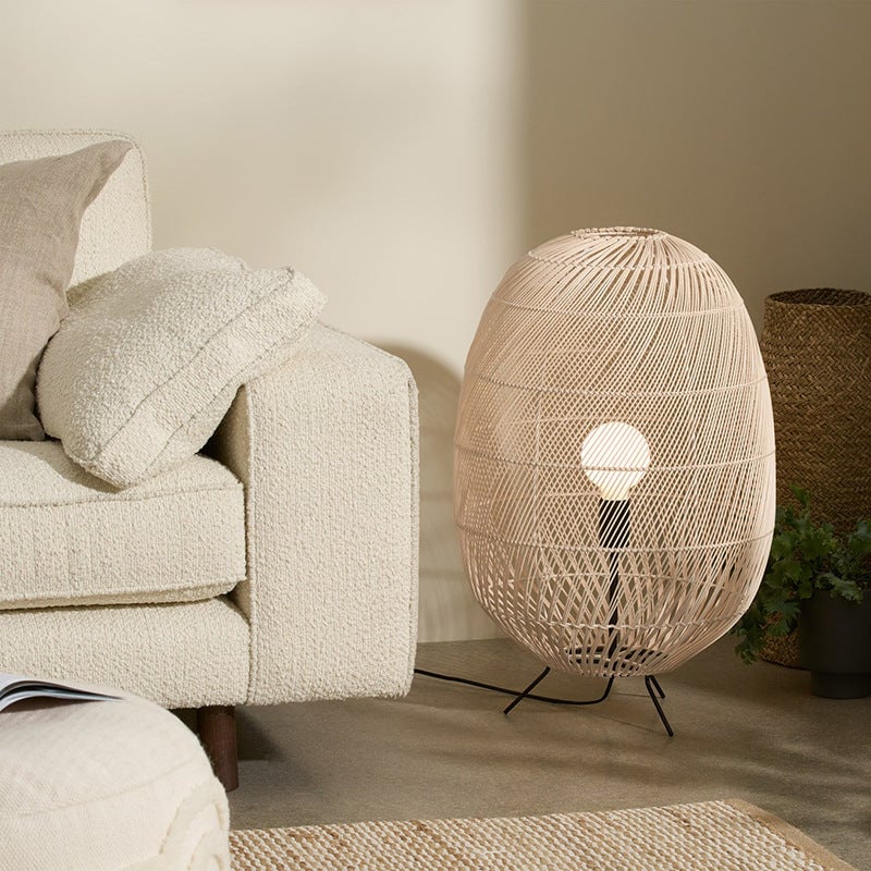 Natural Rattan Midi Floor Lamp for Living Room - Lumpaz