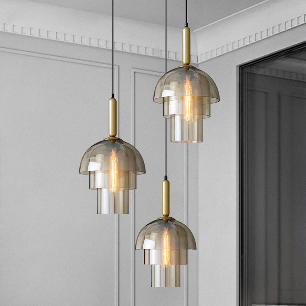 Modern Multi-Layer Glass Dome Hanging Light Fixture - Lumpaz