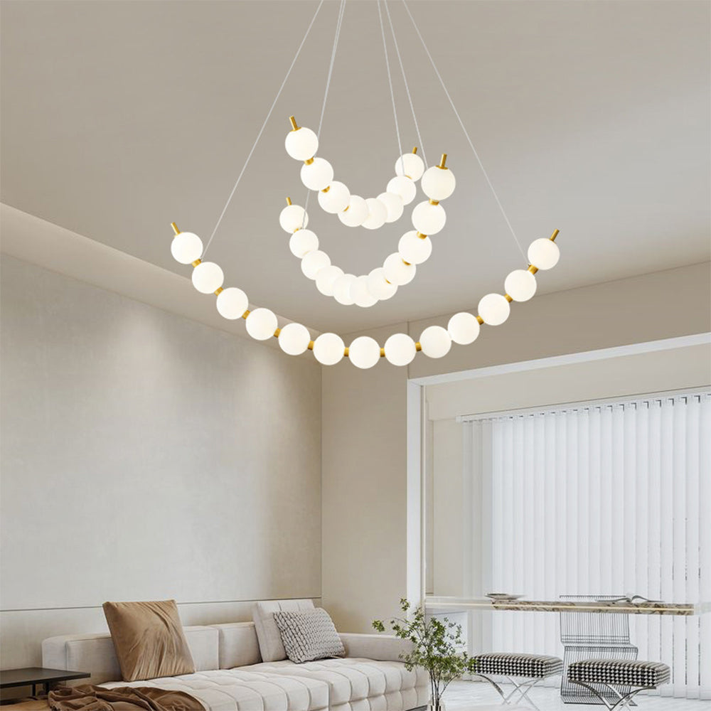 Unique Pearl Design White Ball LED Necklace Chandelier - Lumpaz