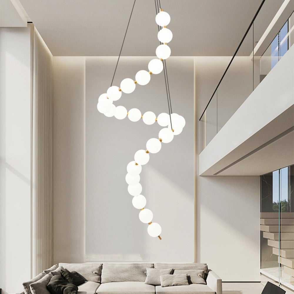 White LED Pearl Necklace Chandelier For Stair - Lumpaz
