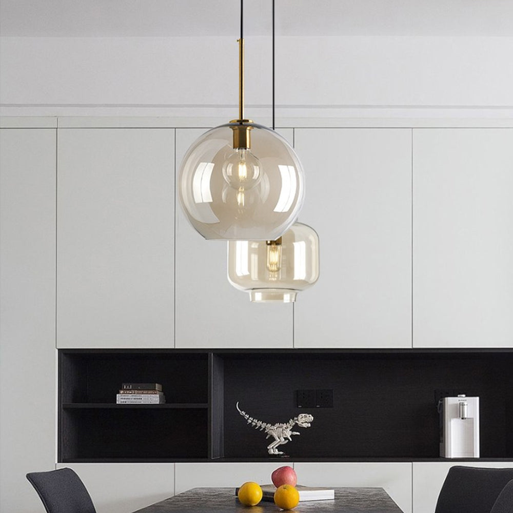 Industrial Amber Glass Pendant Light - Lumpaz