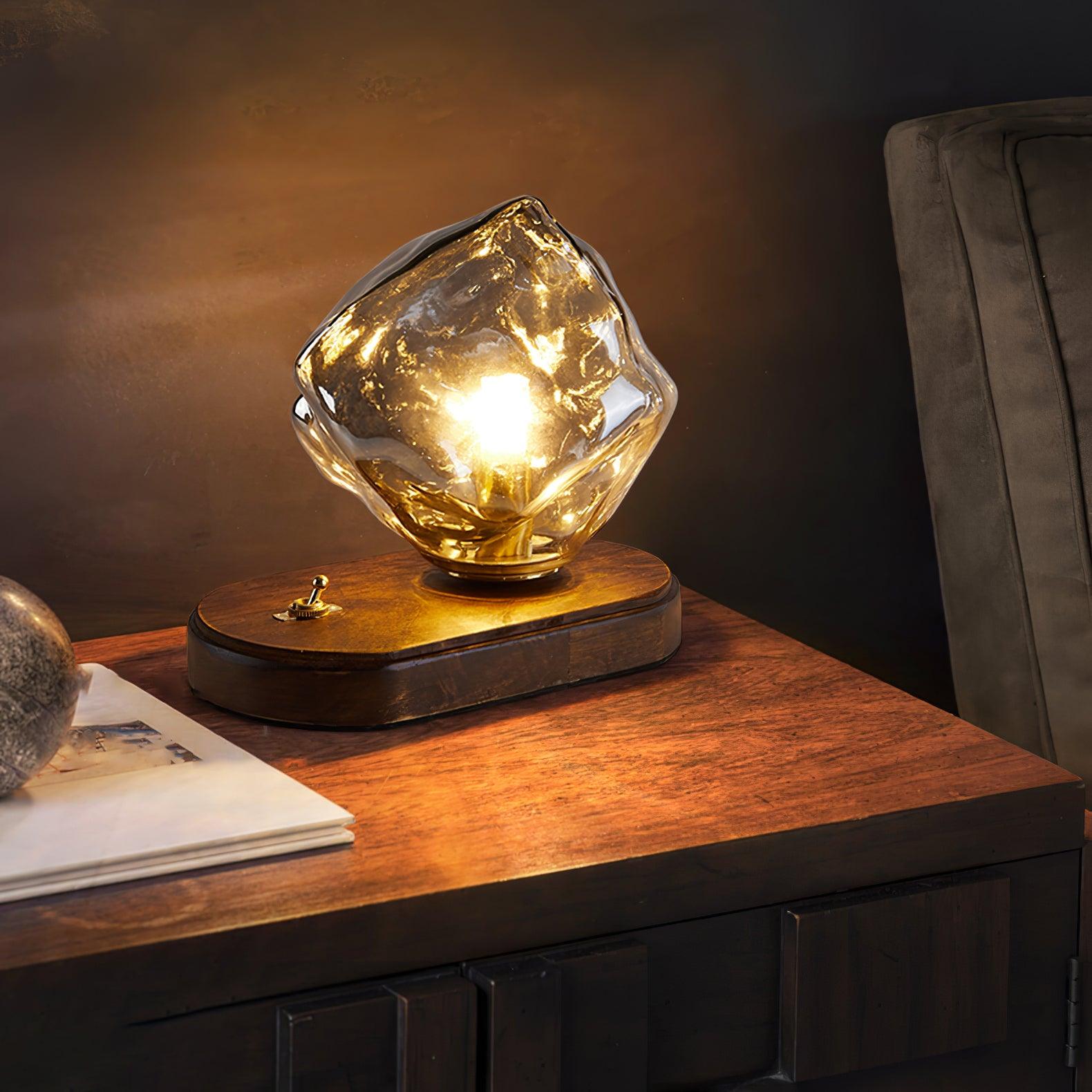 Modern Ice Stone Glass Bedroom Table Lamp - Lumpaz