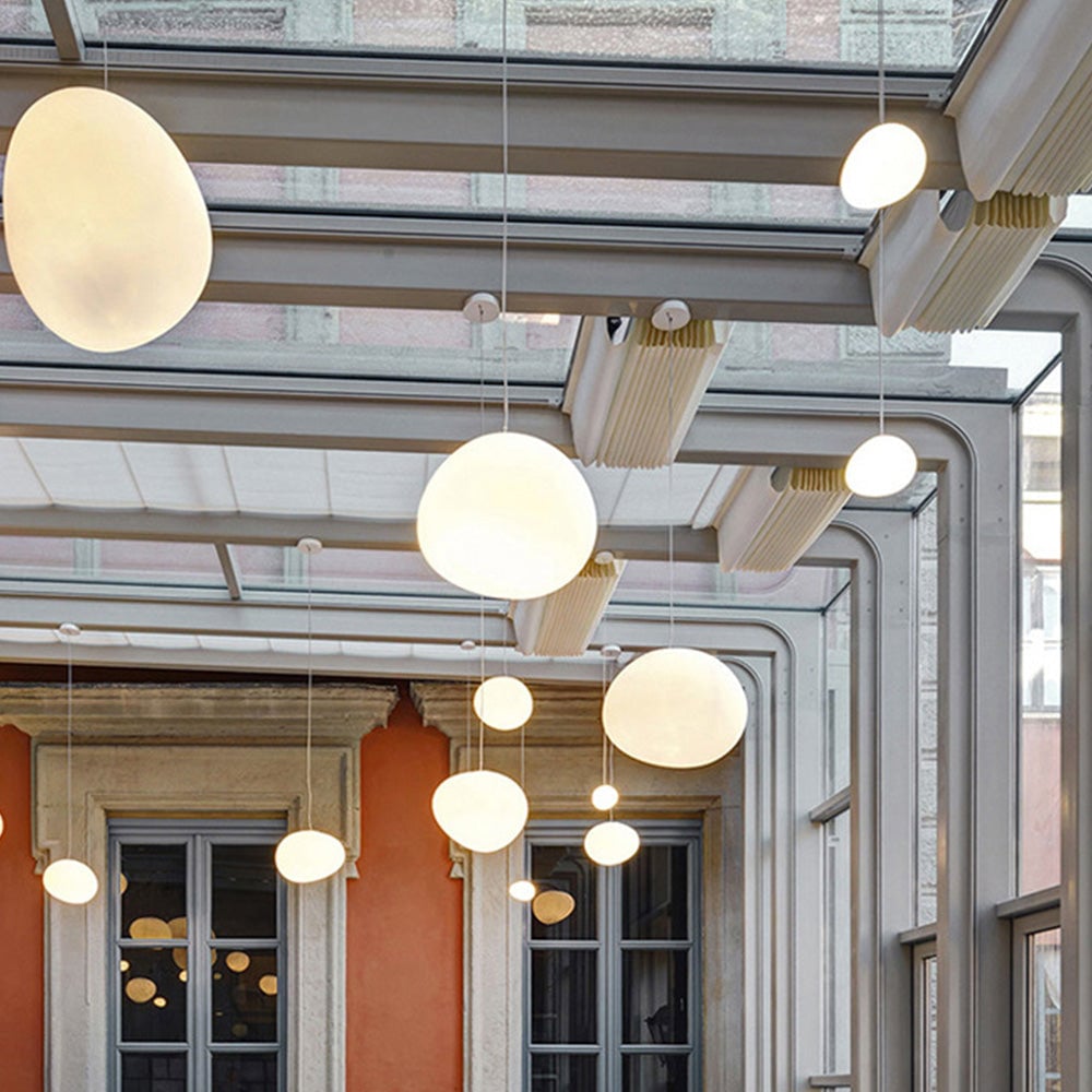 Modern Glass Hanging White Bubble Pendant Lights For Living Room - Lumpaz