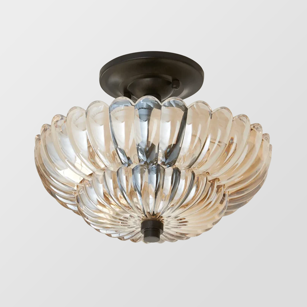 Vintage Amber Glass Semi-Flush Ceiling Light Shades Of Light - Lumpaz