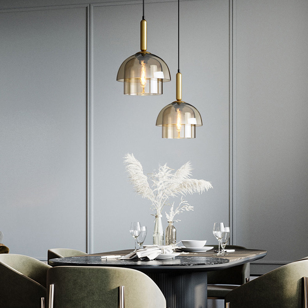 Modern Multi-Layer Glass Dome Hanging Light Fixture - Lumpaz