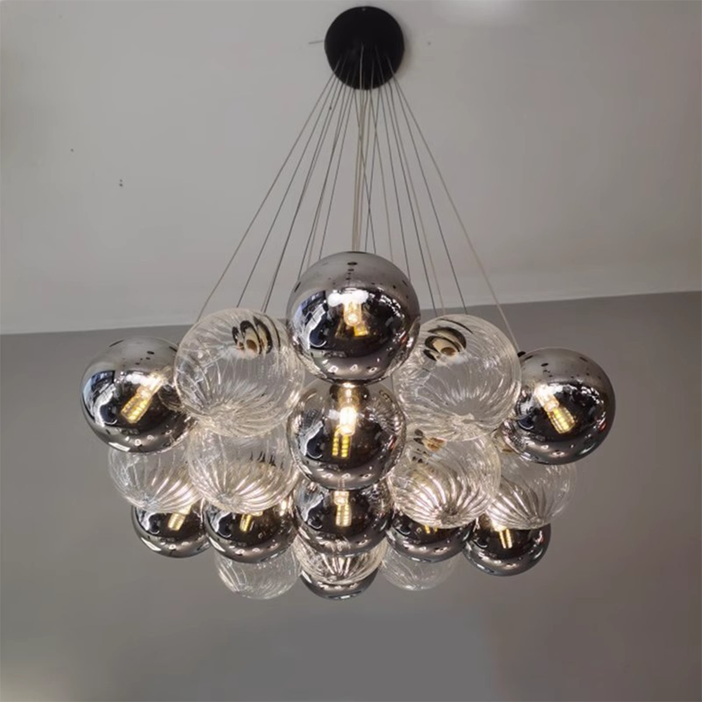 Grey Bubble Glass Ball LED Chandelier - Lumpaz