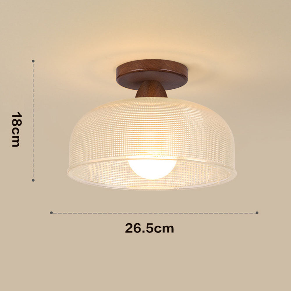 Vintage Solid Wood Glass Ceiling Lamp - Lumpaz