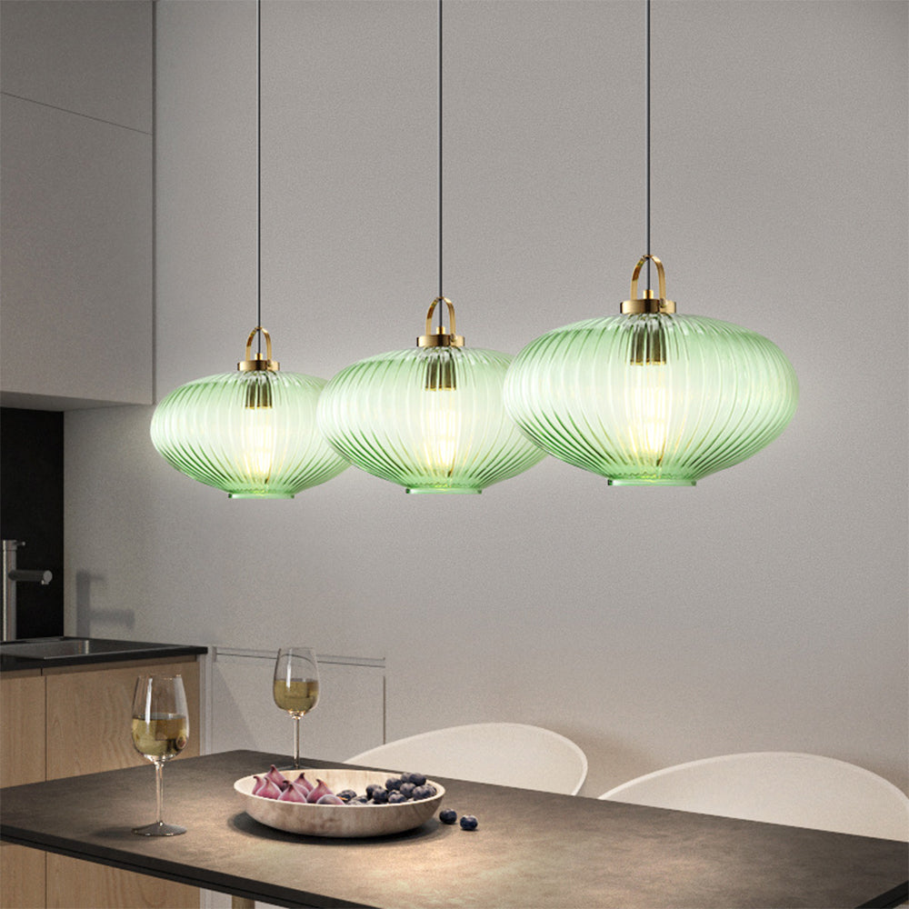 Retro Green Lantern Glass Pendant Lamp - Lumpaz