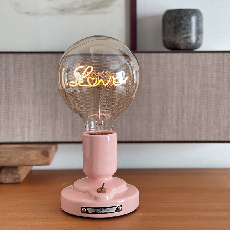 Cute Pink & White Cat Pattern Table Lamp - Lumpaz