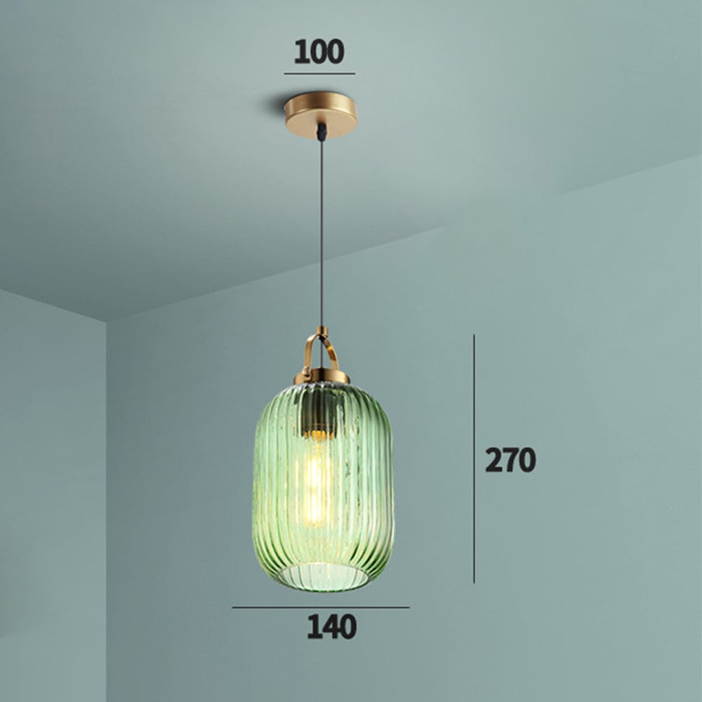 Retro Green Lantern Glass Pendant Lamp - Lumpaz