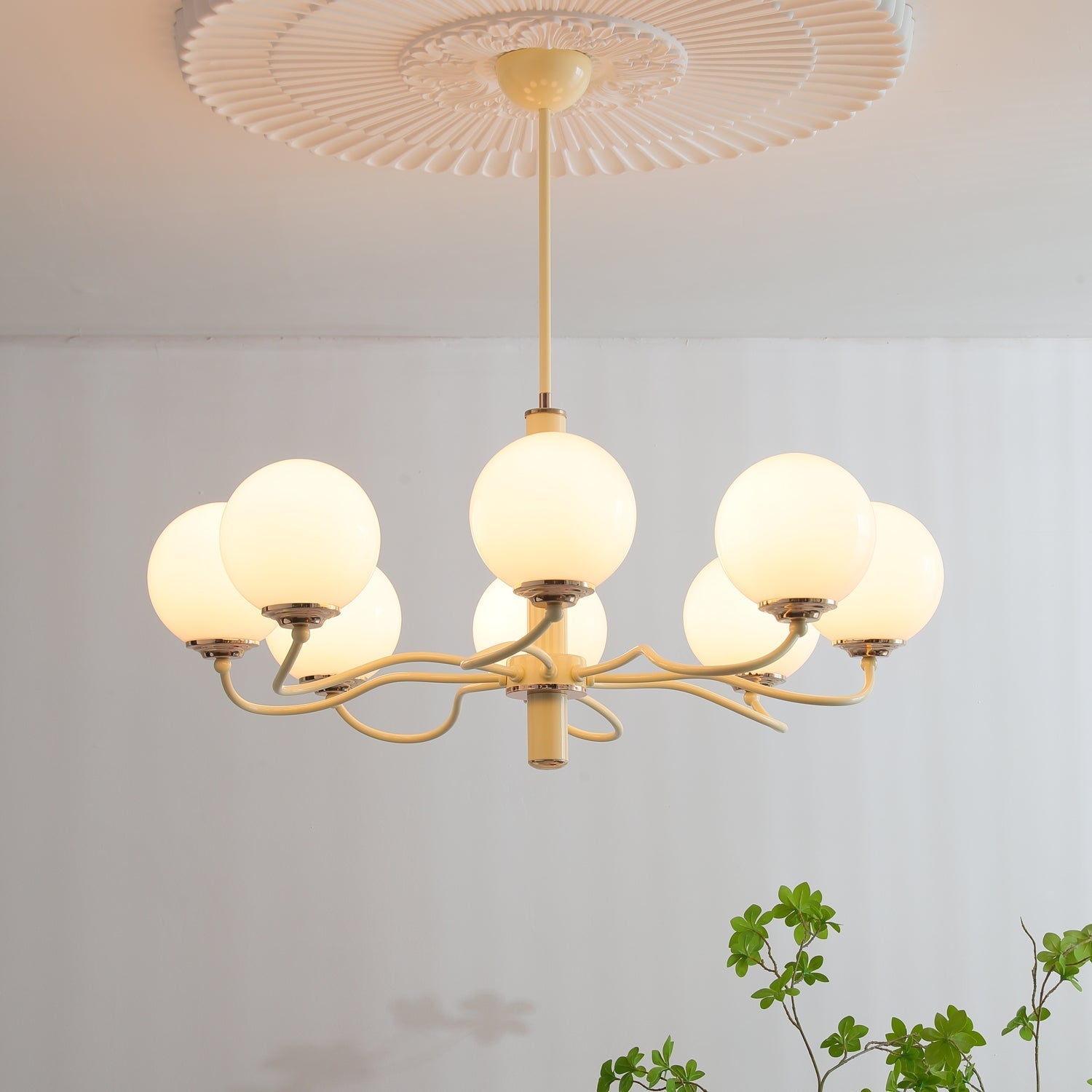 Vinatge White Bubble Globe Chandelier - Lumpaz