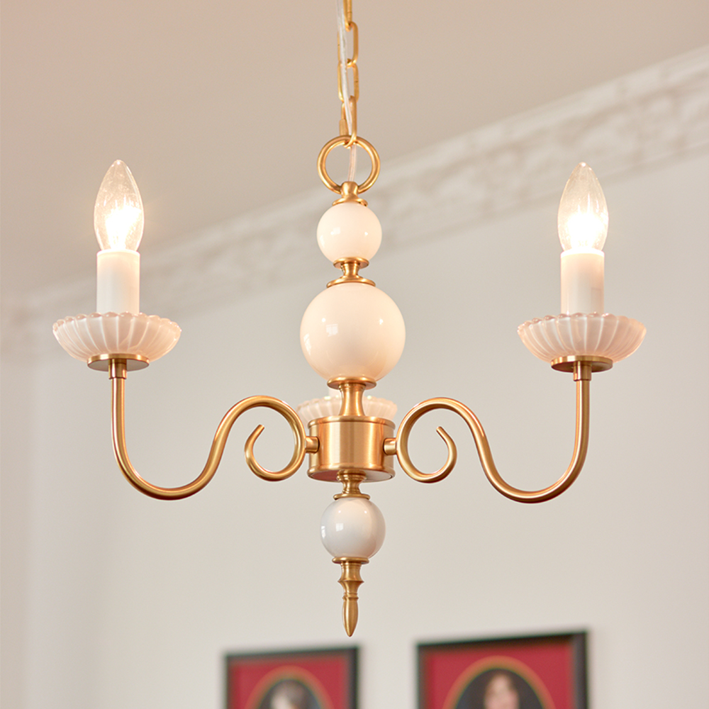 Vintage Metal Chandelier Lamp Cream Glass Chandelier - Lumpaz
