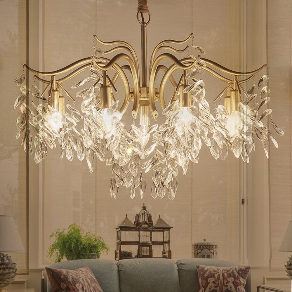 Modern Large Crystal Gold Tiered Dining Room Chandelier - Lumpaz