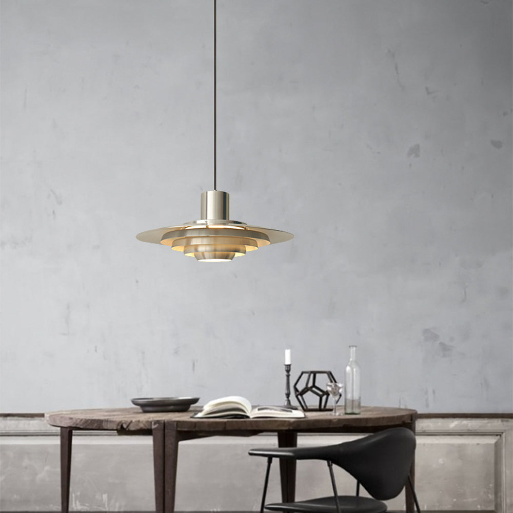 Large Brass Mid Century Modern Hanging Lamp Pendant Light - Lumpaz