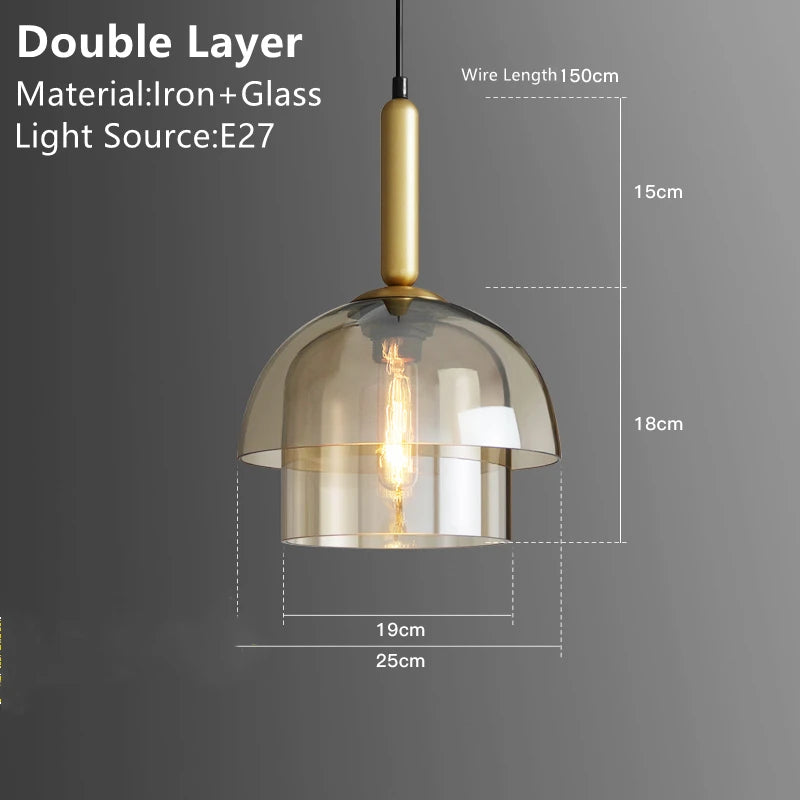 Modern Multi-Layer Glass Dome Hanging Light Fixture - Lumpaz